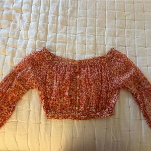 POUPETTE ST BARTH cropped long-sleeved top, Sz S